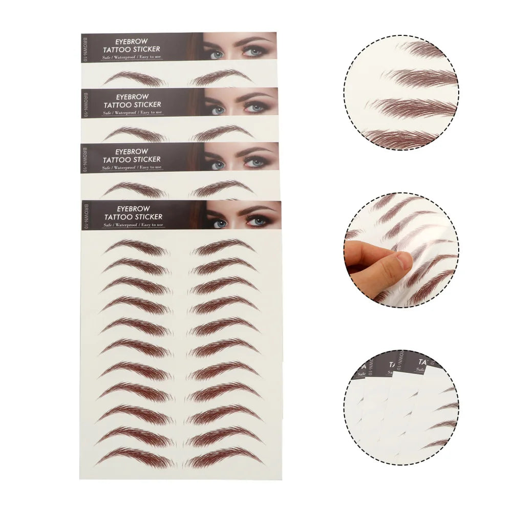 4pcs Eyebrow Sticker False Eyebrow Tattoos Sticker Waterproof Eyebrows Tattoos Decal Transfer Sticker DIY Makeup Tool Accessory