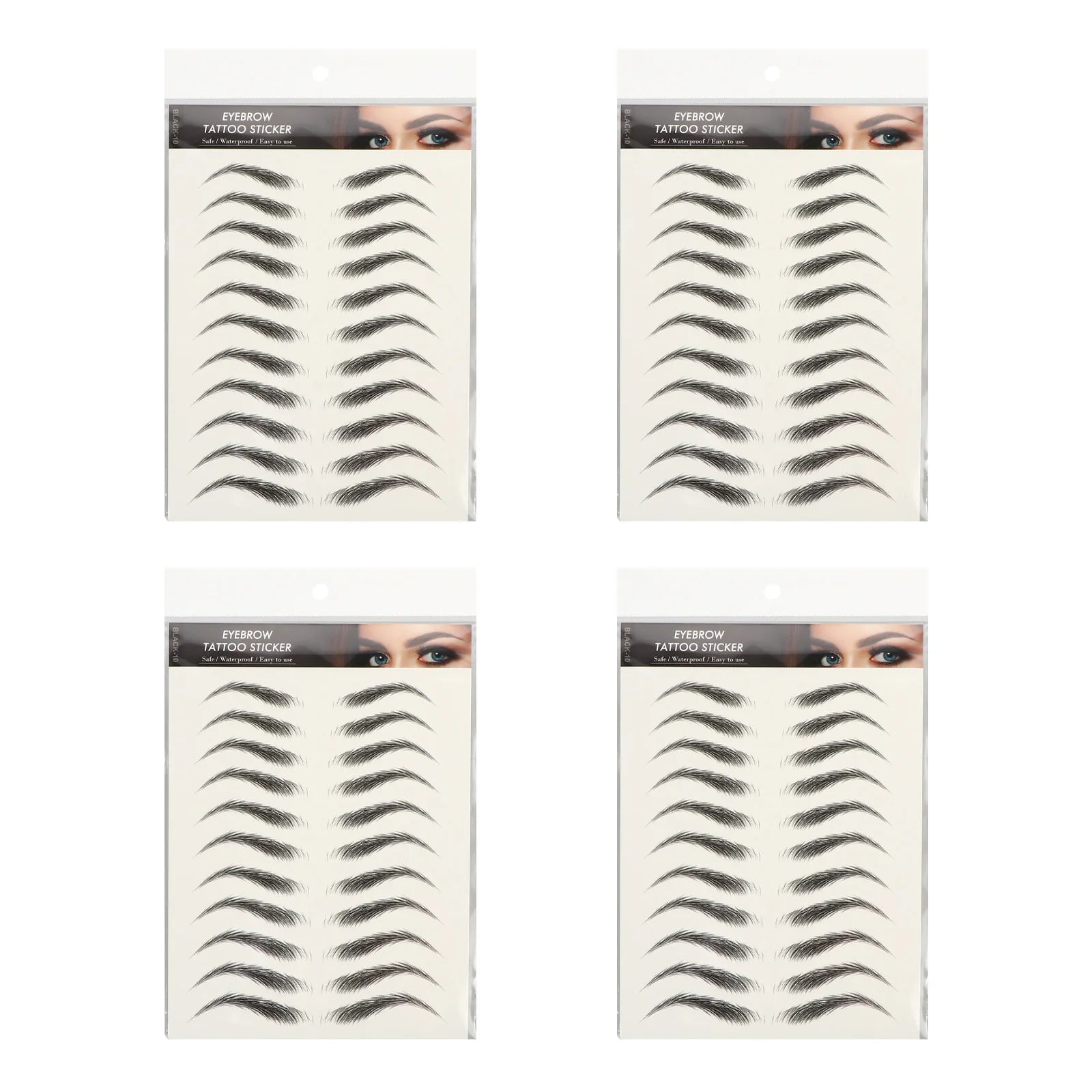 4pcs Eyebrow Sticker False Eyebrow Tattoos Sticker Waterproof Eyebrows Tattoos Decal Transfer Sticker DIY Makeup Tool Accessory